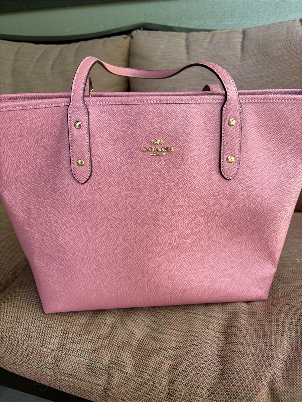 Coach Pink Leather Tote with Gold Hardware